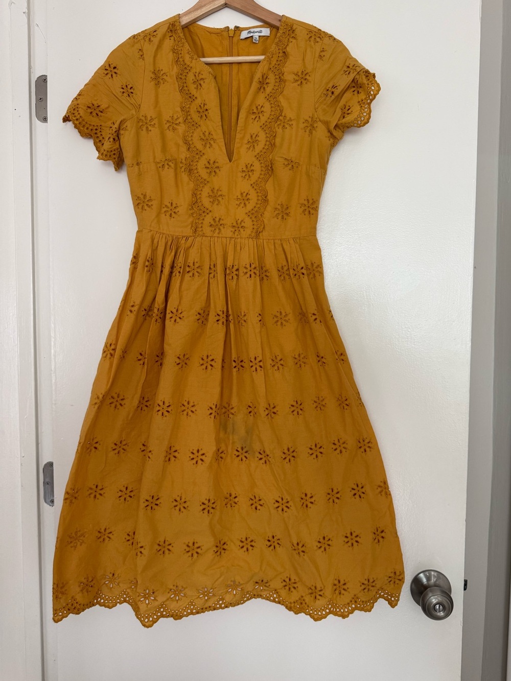 *Flaw Madewell Eyelet Cotton Dress in Golden Yellow